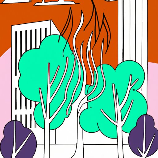 Burning Trees Near Building