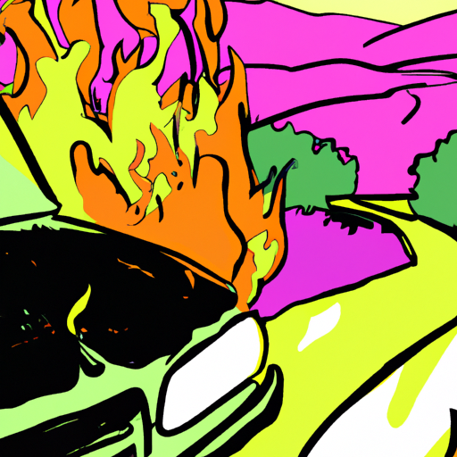 Burning car, Napa Valley road