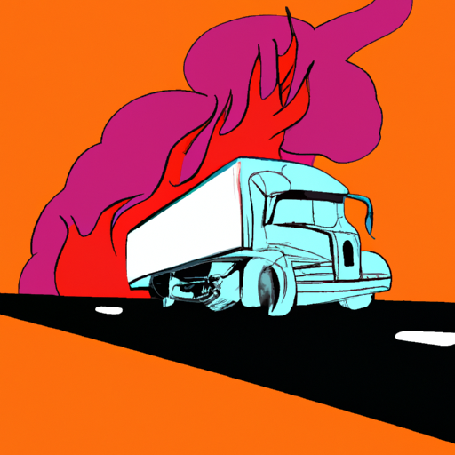Burning semi-truck on highway