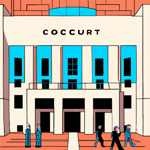 Courthouse entrance with people