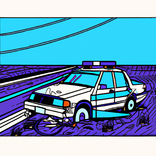 Crashed Patrol Car on Highway