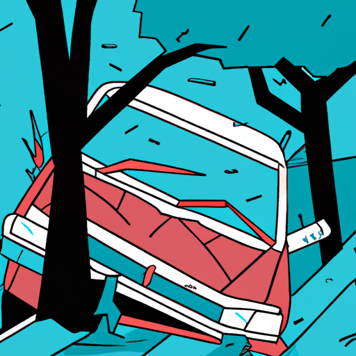 Crashed car against tree