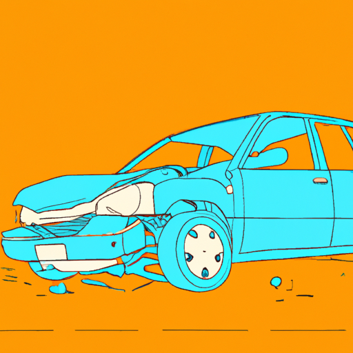 Crashed car at accident scene