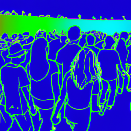 Crowd exiting concert at night