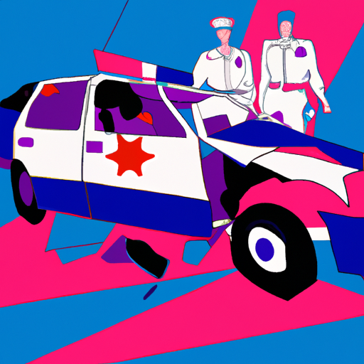 Damaged Car and Police Officers