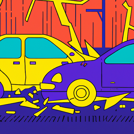 Emergency scene with damaged cars