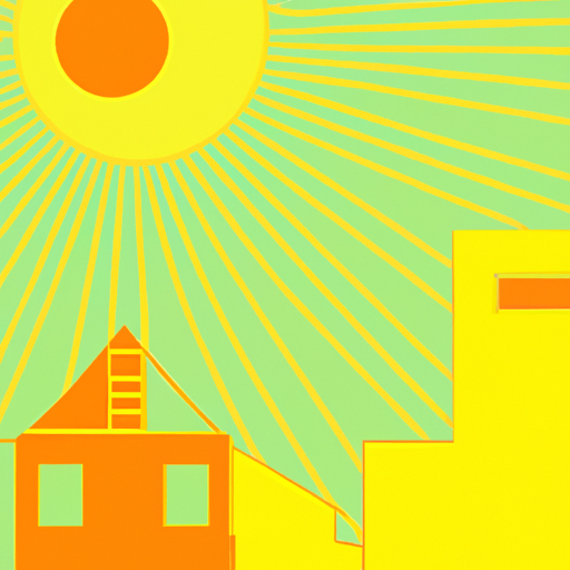 Hot sun over suburban houses
