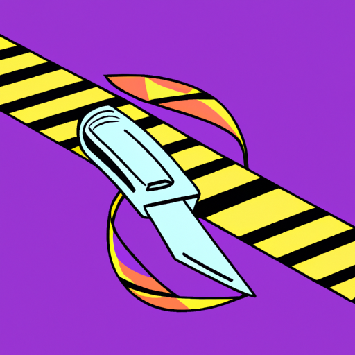 Knife, crime scene tape