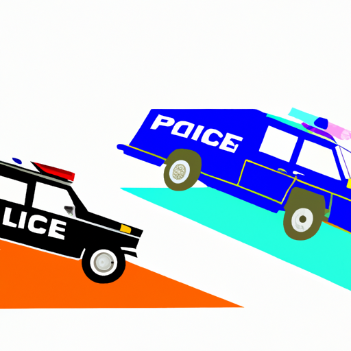 Police Car Chasing White Truck