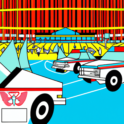 Police cars surrounding Angel Stadium