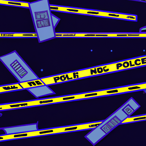 Police tape at night crime scene