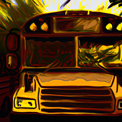 School bus in early morning light