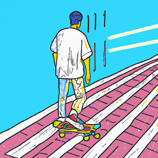 Skateboarder at crosswalk