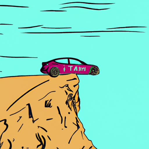 Tesla Car on Cliff Edge