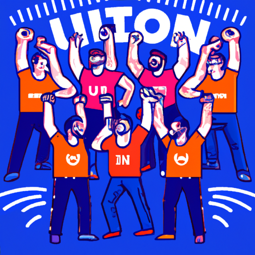 Union workers cheering