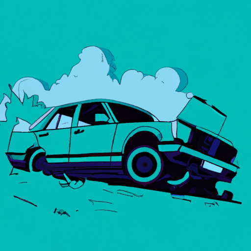 Wrecked Car on Highway