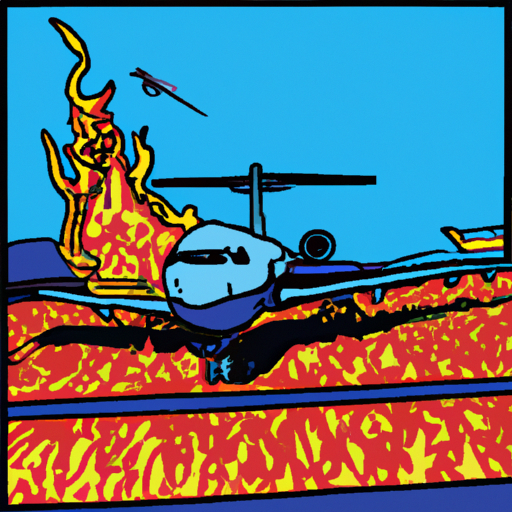 Burning plane, Van Nuys Airport, fire crew