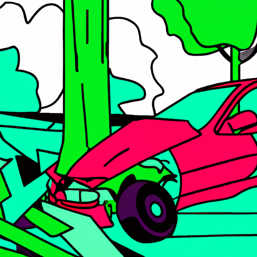 Car Crash into Tree Aftermath