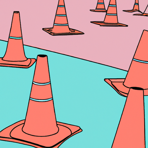 Cones and plastic barriers on street