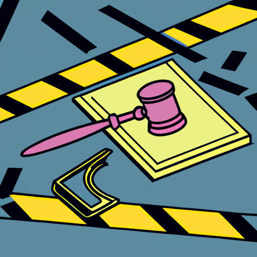 Courtroom gavel and crime scene tape