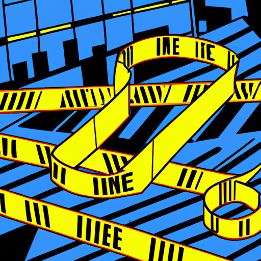 Crime scene tape in urban setting