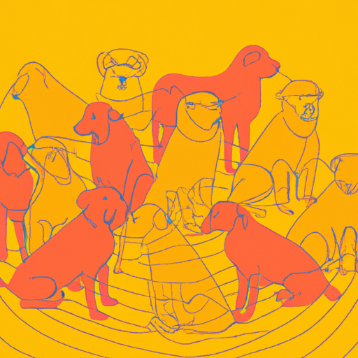 Crowd of dogs in animal shelter