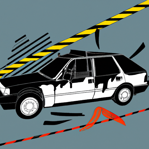 Damaged car and police tape