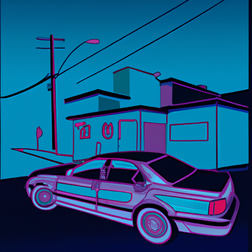 Dark sedan, Pacoima street, night scene