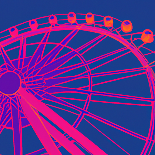 Ferris wheel lit up at night