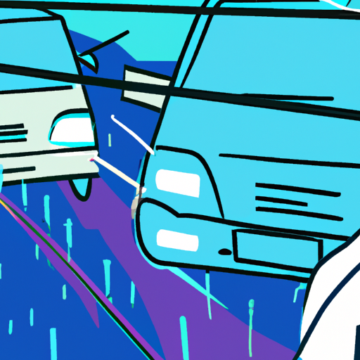 Rainy street, cars using wipers