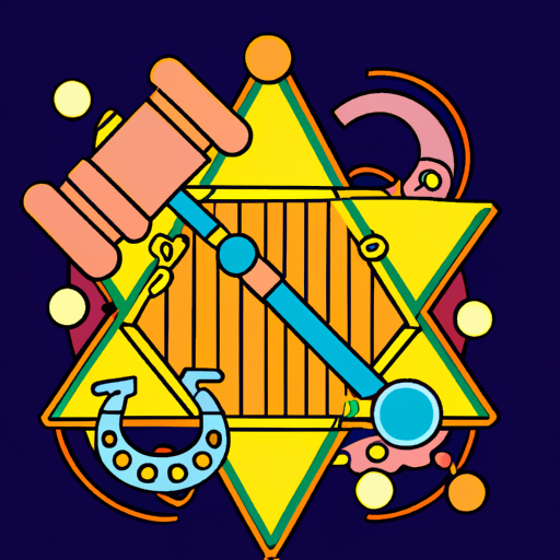 Sheriff's star, gavel and DUI sign