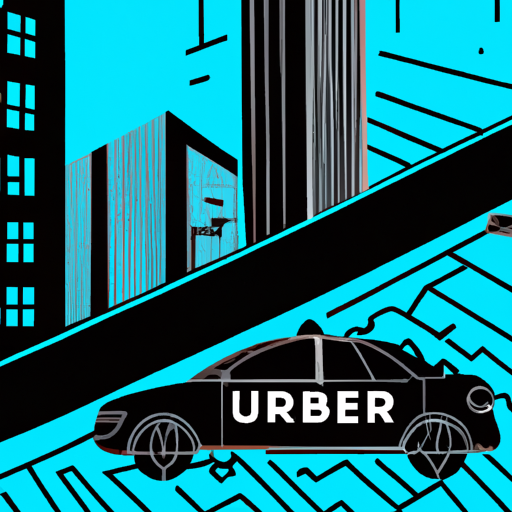 Uber app and car on city street