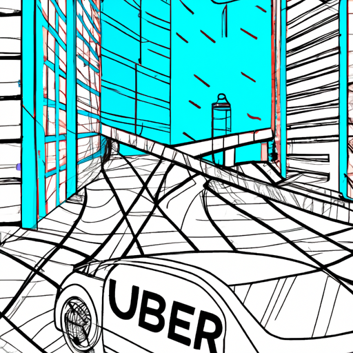 Uber app and car on city street